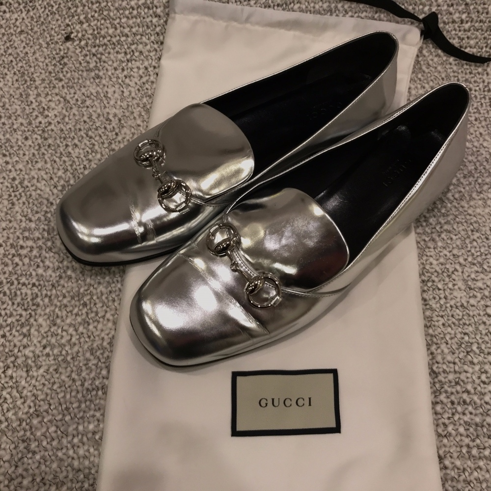 Gucci Metallic Leather Loafers 40